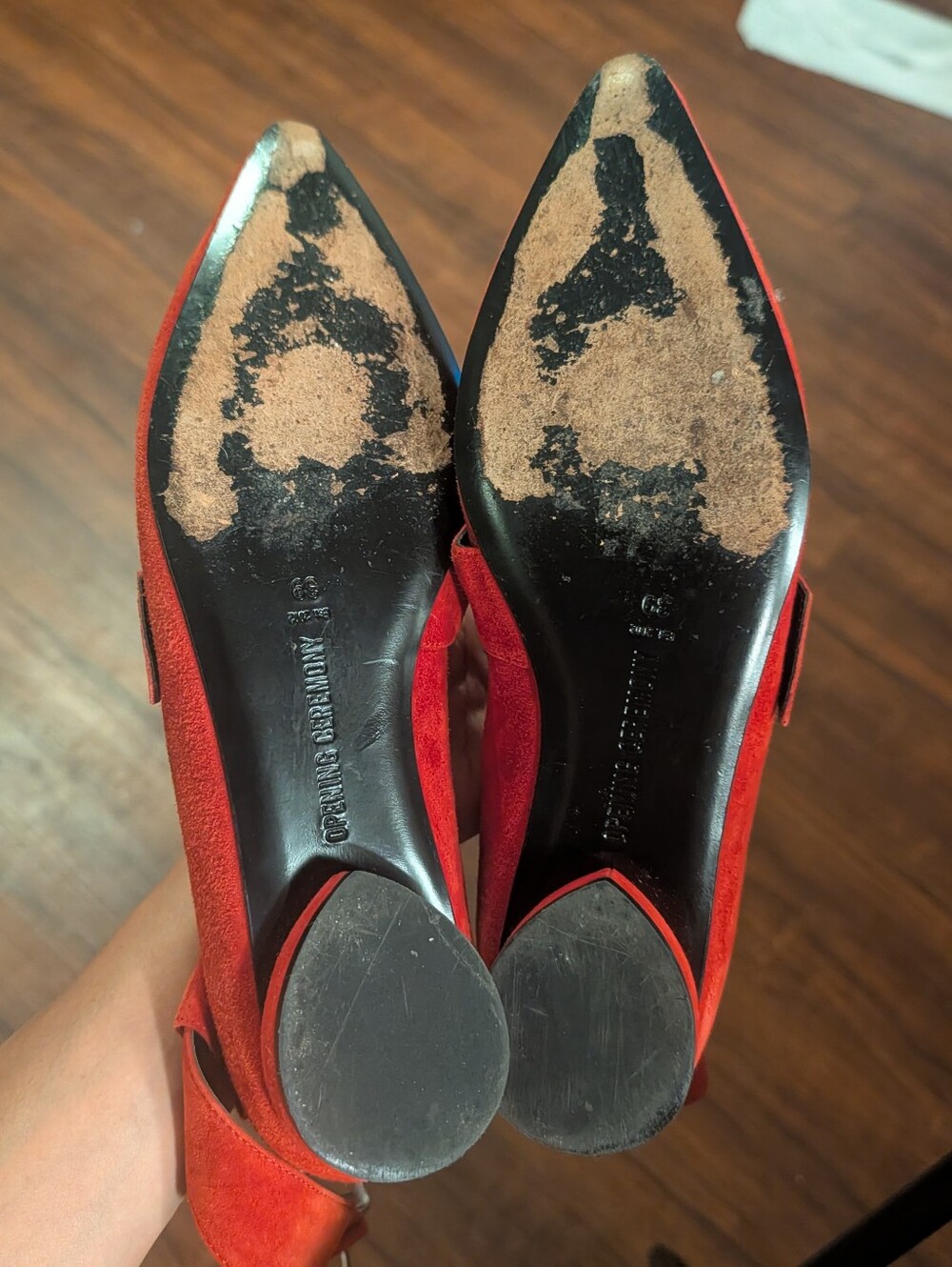 Opening Ceremony Suede Fletcher Buckle Flat Red Suede MaryJane 39 - Picture 5 of 10
